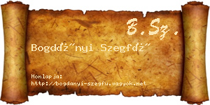 Bogdányi Szegfű névjegykártya